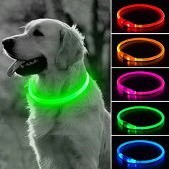 1pc Led Dog Collar Luminous USB Cat Dog Collar 3 Modes LED Light