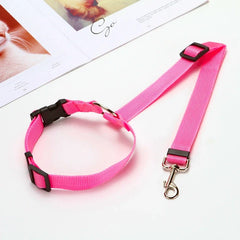 Solid Color Two-in-one Pet Car Seat Belt Nylon Lead Leash Backseat