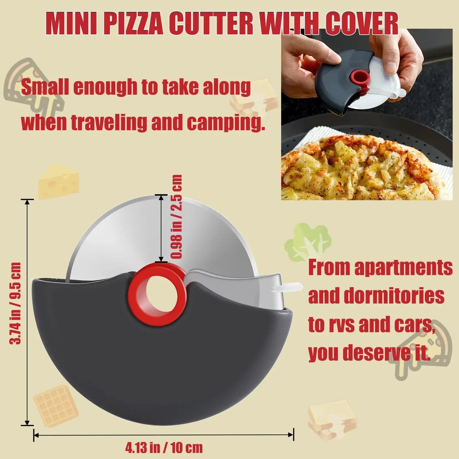 Stainless Steel Roller Cutter Multi-purpose Pizza Cake Dough Slicing