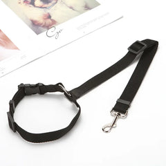 Solid Color Two-in-one Pet Car Seat Belt Nylon Lead Leash Backseat