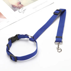 Solid Color Two-in-one Pet Car Seat Belt Nylon Lead Leash Backseat