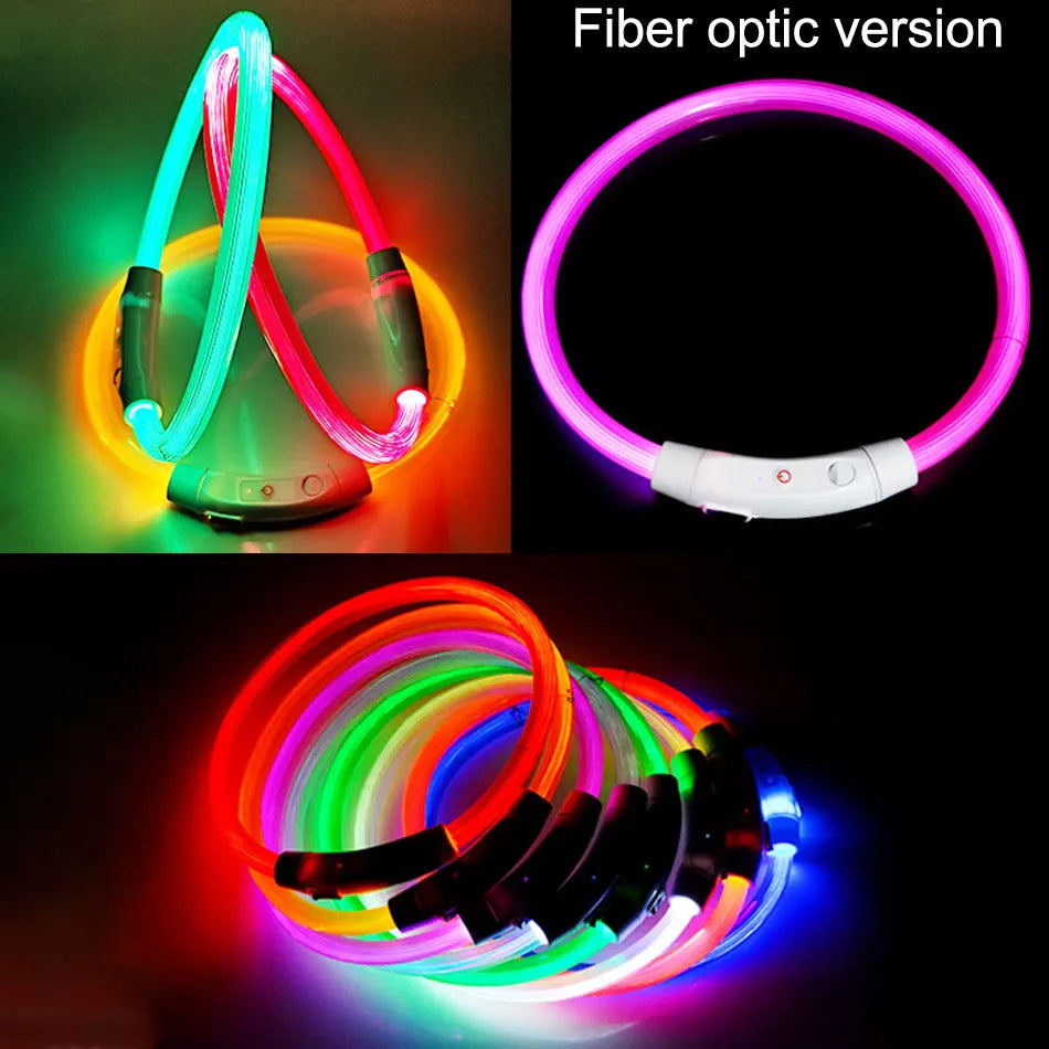 1pc Led Dog Collar Luminous USB Cat Dog Collar 3 Modes LED Light