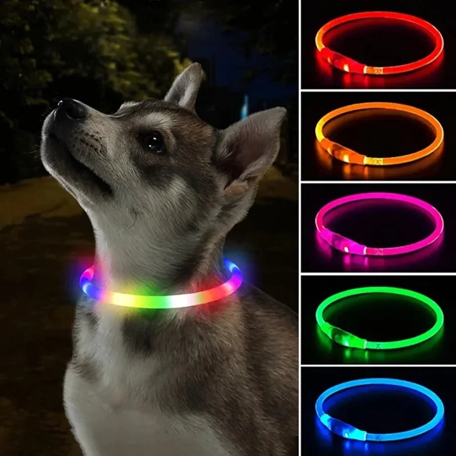 1pc Led Dog Collar Luminous USB Cat Dog Collar 3 Modes LED Light